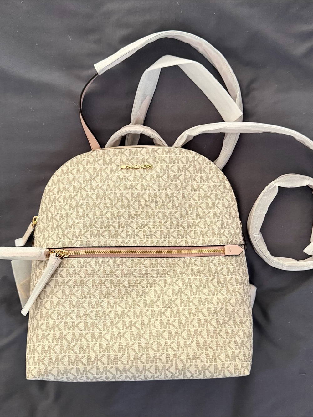MICHAEL Michael Kors Beige MK Logo Dome Backpack NWT